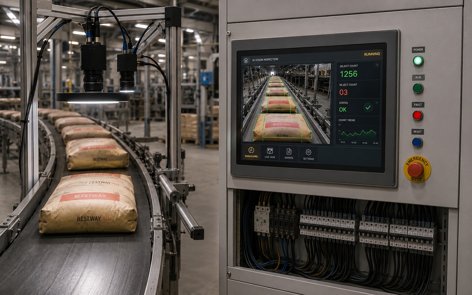 AI Vision Inspection interface for the Bag Counting and Dispatch System
