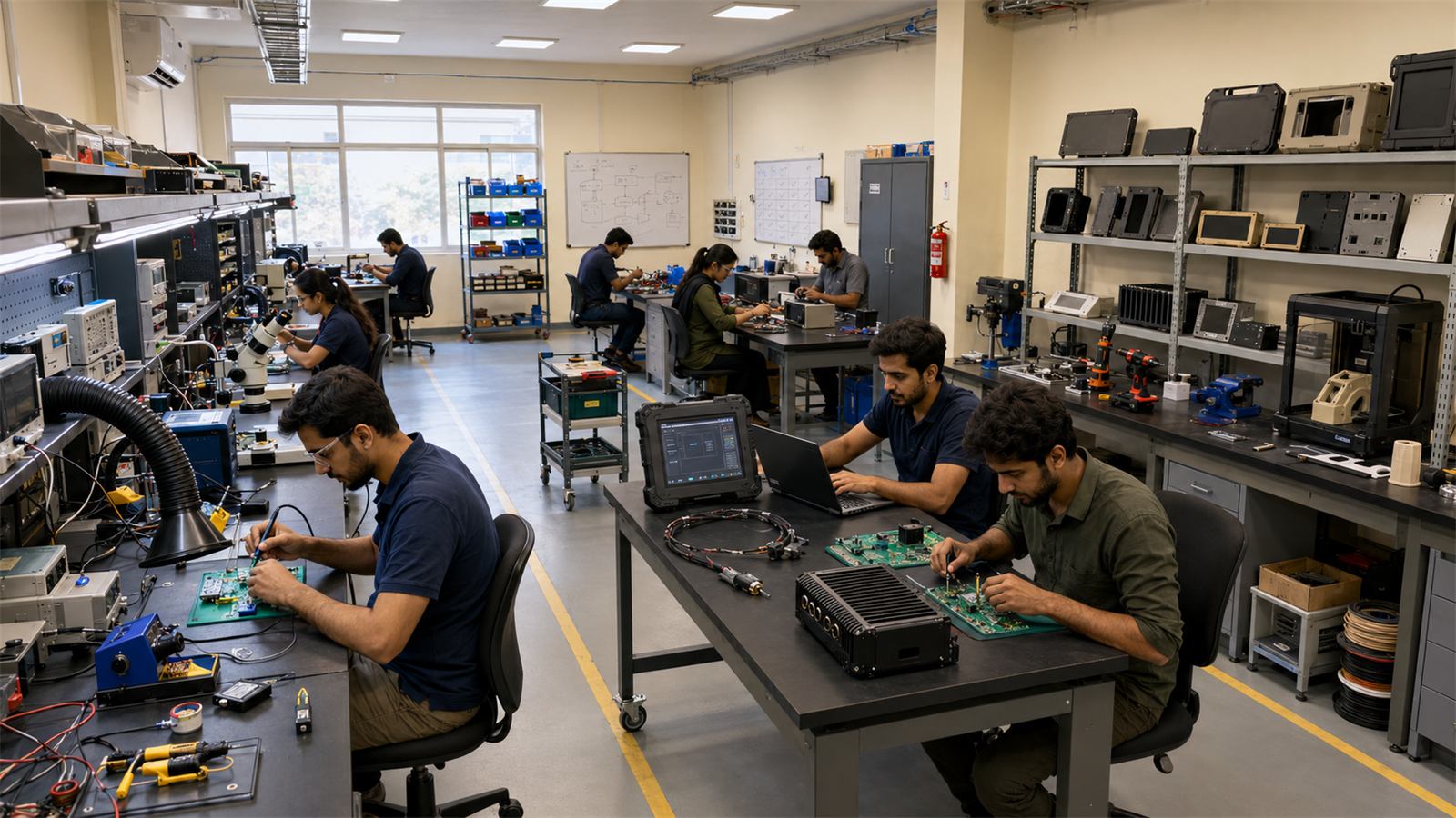 Saber Engineering Solutions team working in the engineering lab