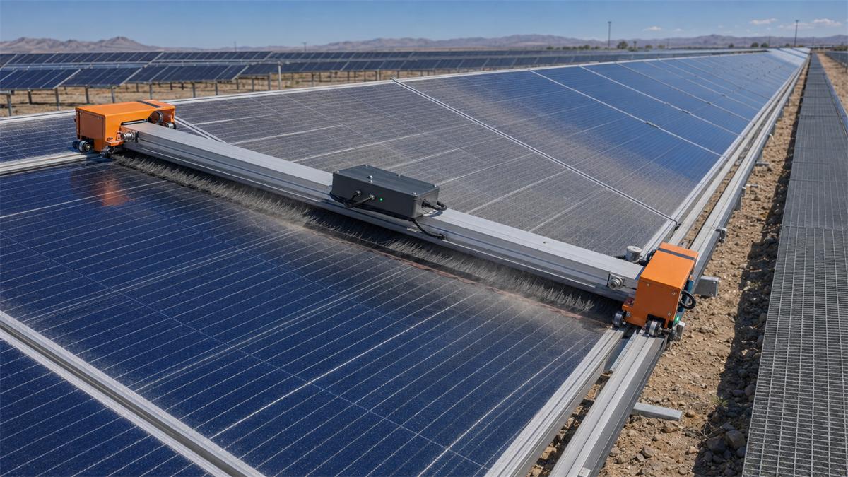 Autonomous rail-based solar-panel cleaning robot