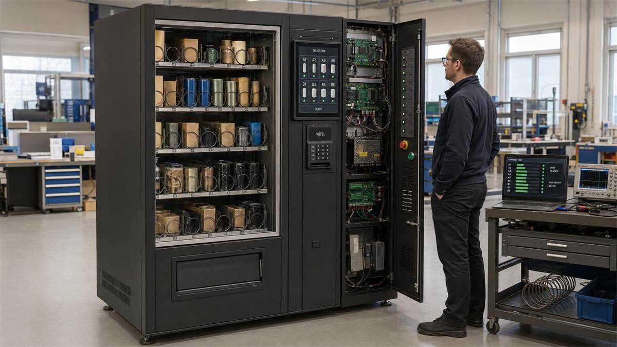 Vending machine controller with electronic control and HMI, interior view